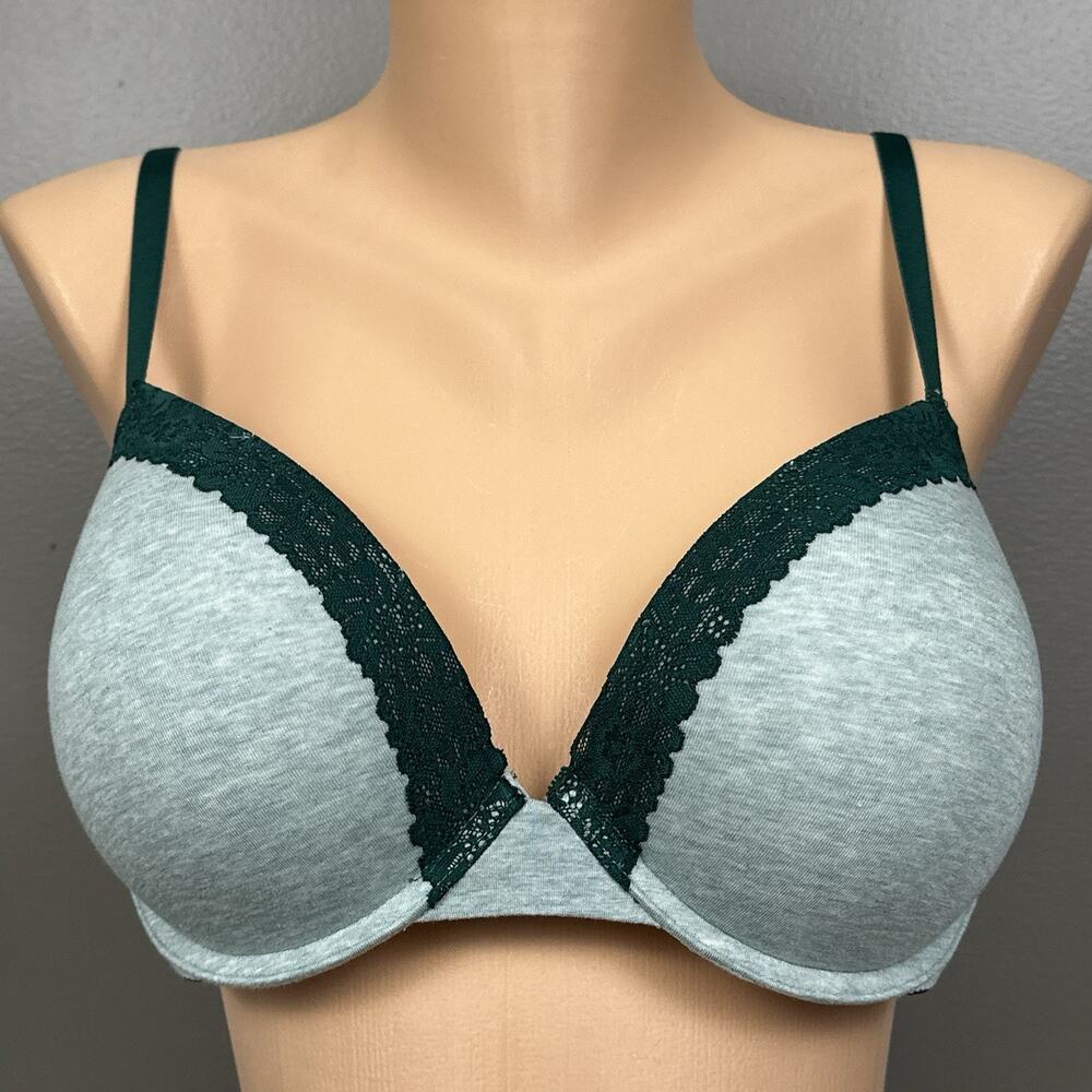 Pink Victoria's Secret Wear Everywhere Super Push Up 34DD Bra Bombshell Green
